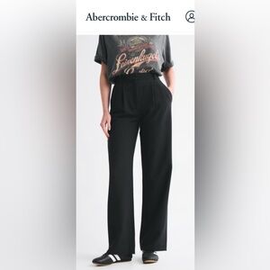 NWT Abercrombie & Fitch Ultra High Wide Leg Women's Pants Curve Love Black